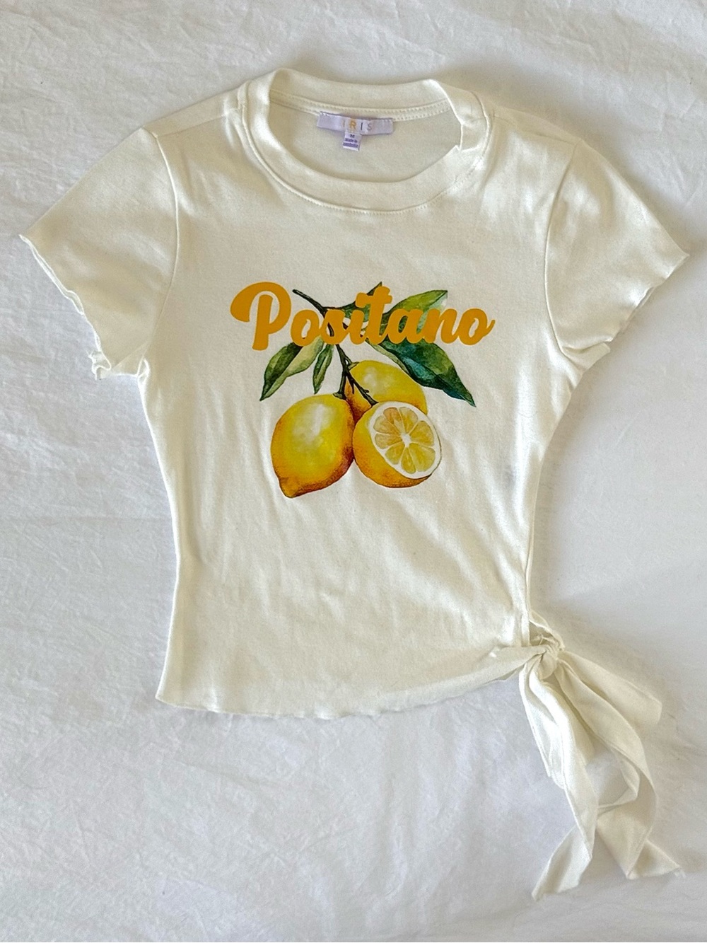 iris off white positano in the summer time baby tee